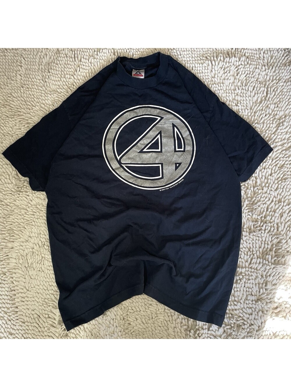Y2K Fantastic Four: 2007 "4" Logo Print Promo T-Shirt Size L AAA Boxy